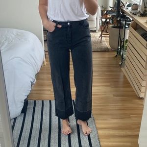 Evidnt wide leg raw edge jean